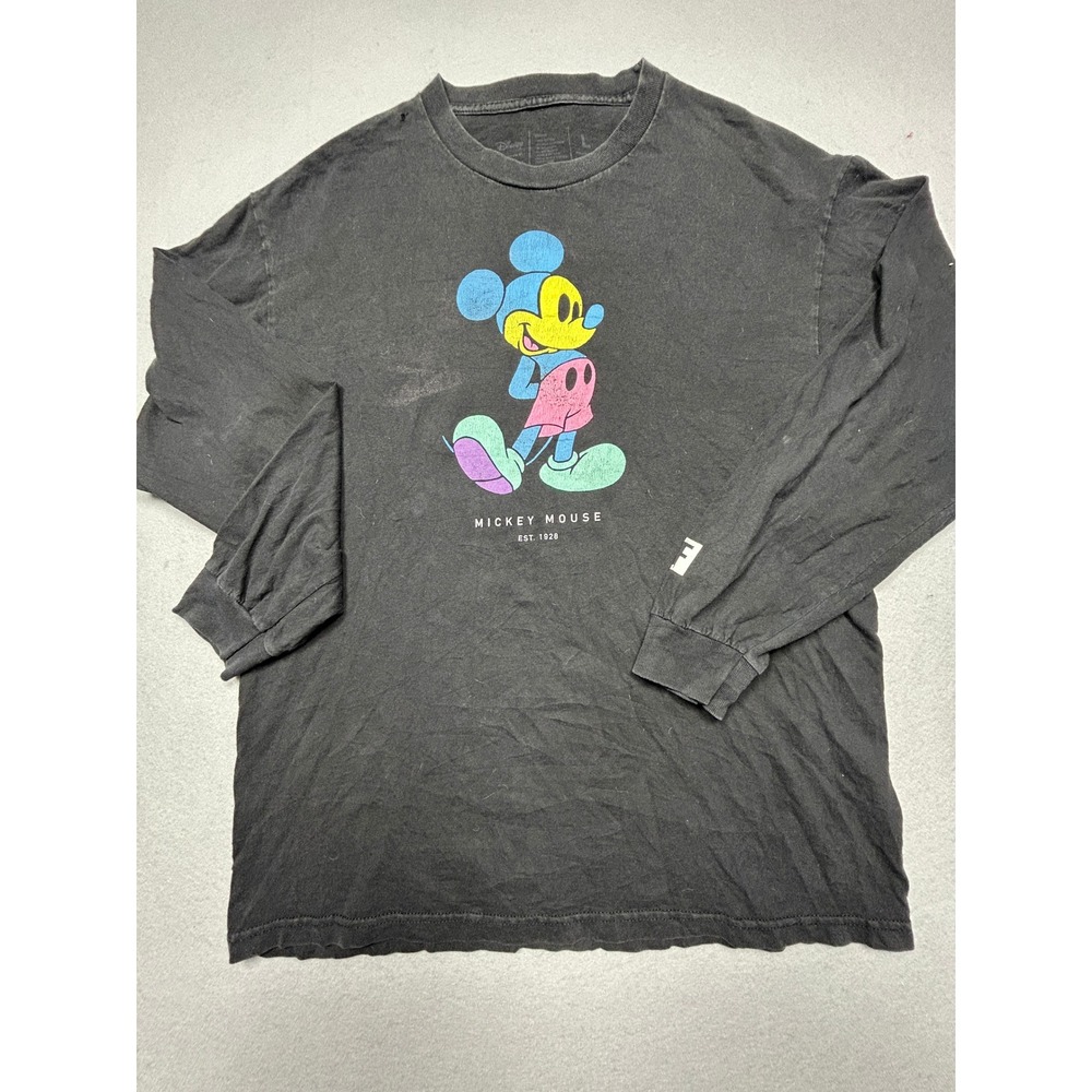 Disney Neff Mickey Mouse Cotton Black L Mens Long Sleeve T-Shirt